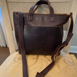 Portland Leather Goods Mini Crossbody Tote in Coldbrew